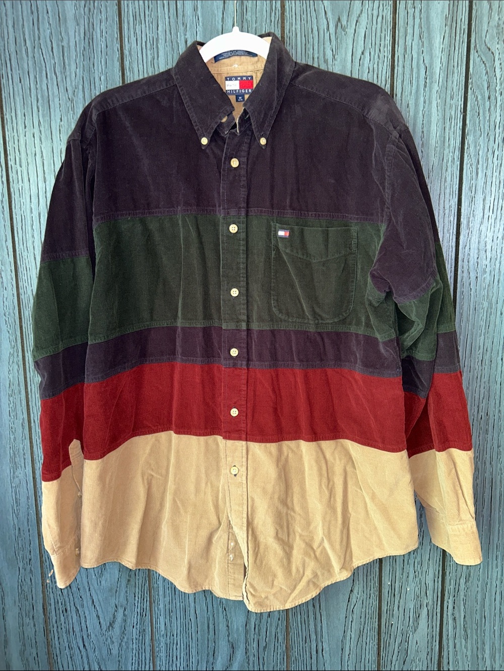 Vintage Tommy Hilfiger Men’s Corduroy Button-Down Shirt size medium